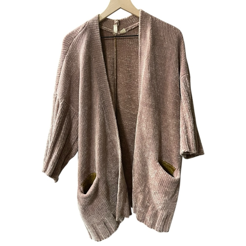 3/$30 EUC MOTH Anthropologie Ribbed Open-Front Cardigan in Pink